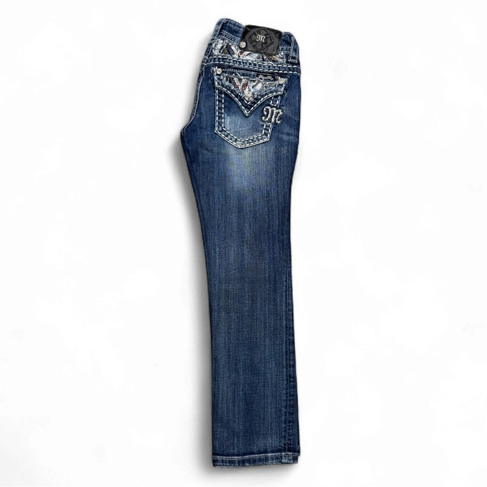 Miss Me Embellished Bootcut Jeans Dark Wash Mid Rise - Size: 25 - Picture 3 of 6